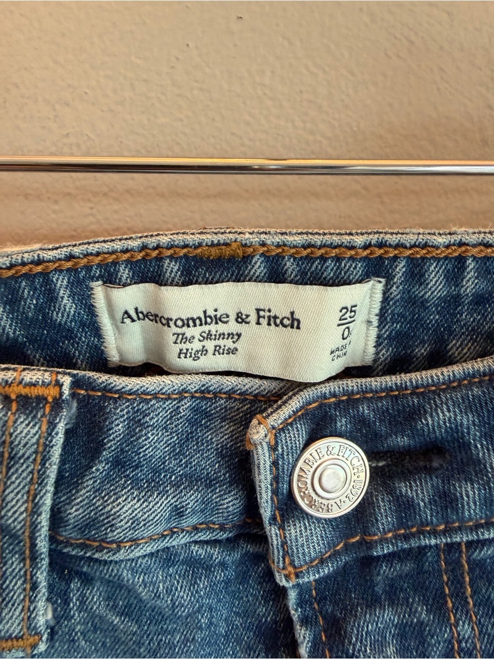 Abercrombie & Fitch Distressed Dark Blue High-Rise Jeans - Picture 2 of 3